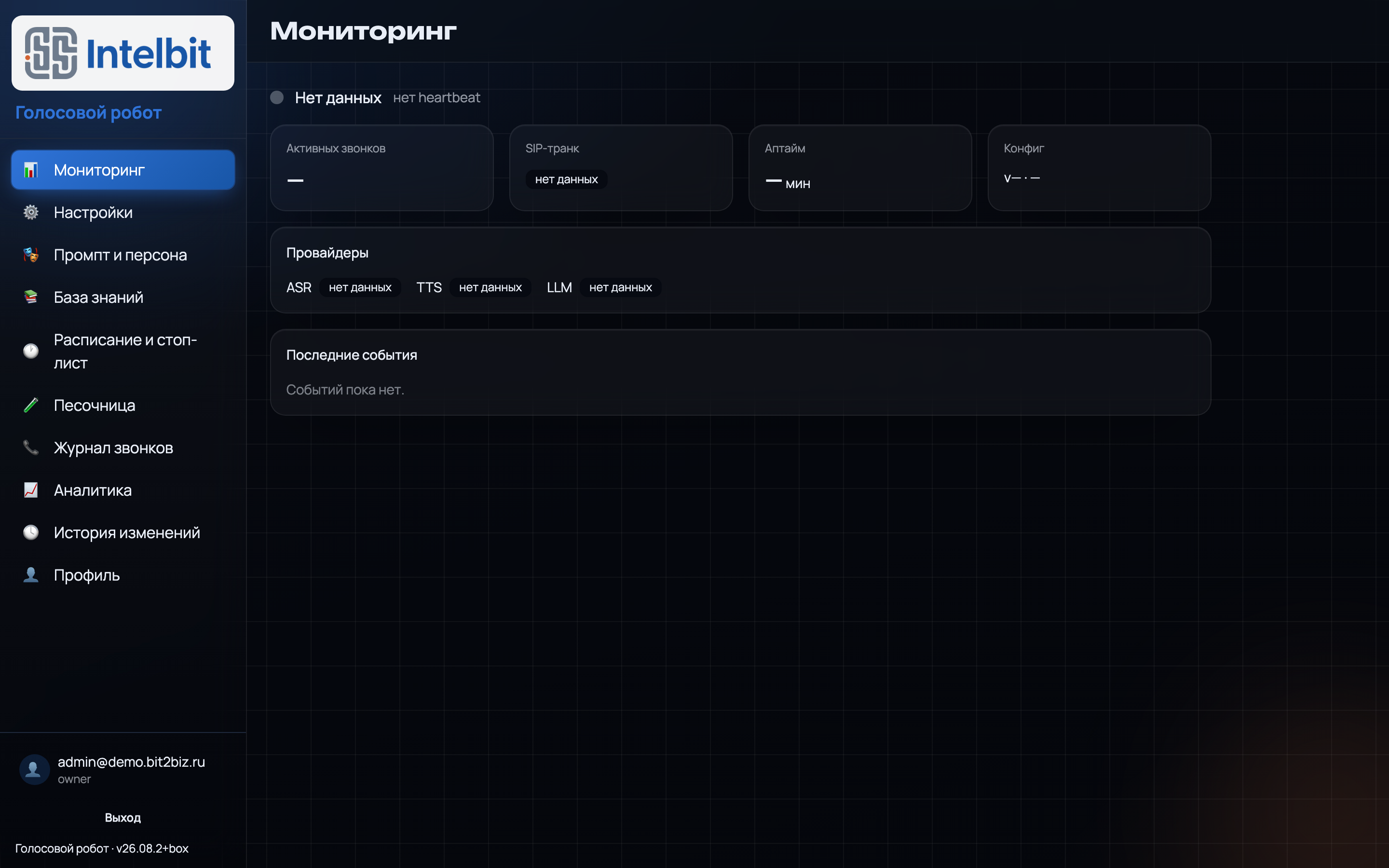 Первый экран кабинета — Мониторинг